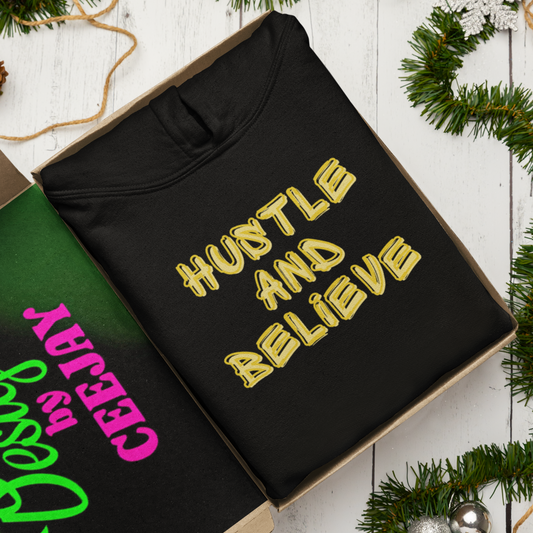 Hustle and Believe – Motivational Adult Hoodie