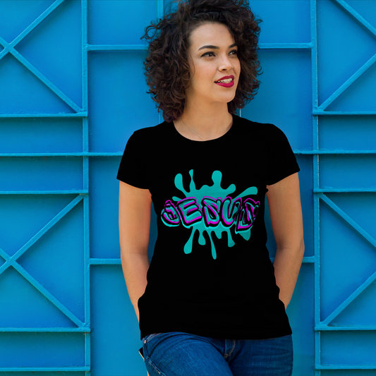 Jesus – Blue Splash - Faith Adult T-Shirt