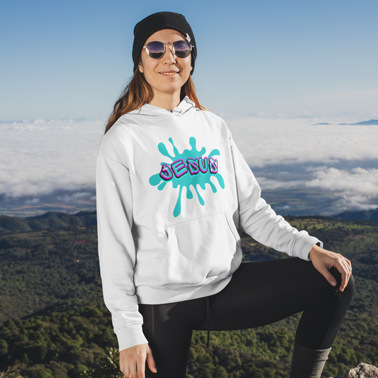 Jesus – Blue Splash - Faith Adult Hoodie